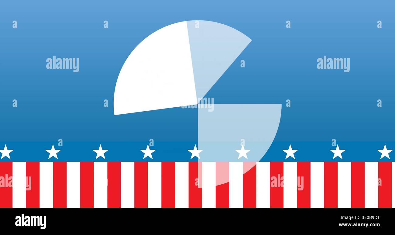 Visualizzazione di un ampio cerchio segmentato centrato su striscioni patriottici, con banda a stella bianca e strisce Foto Stock
