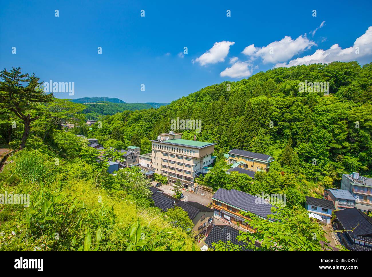 Scenario dell'area termale di Yuwaku Onsen nella città di Kanazawa Foto Stock