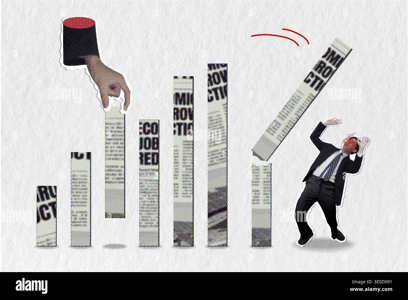 Rappresentazione dell'instabilità economica e delle sfide finanziarie. Foto Stock