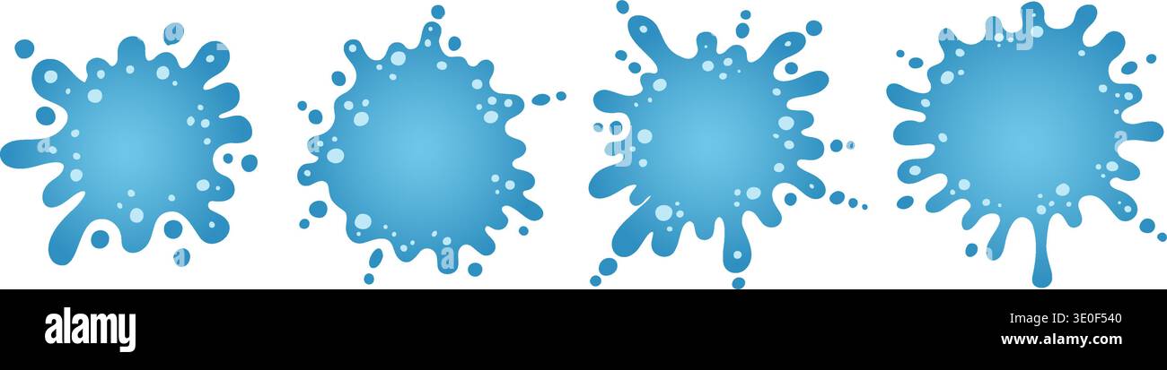 Forme lisce e arrotondate ispirate agli schizzi di acqua e latte. Inquadra l'elemento d'acqua per una grafica pulita, amichevole e moderna. Illustrazione Vettoriale