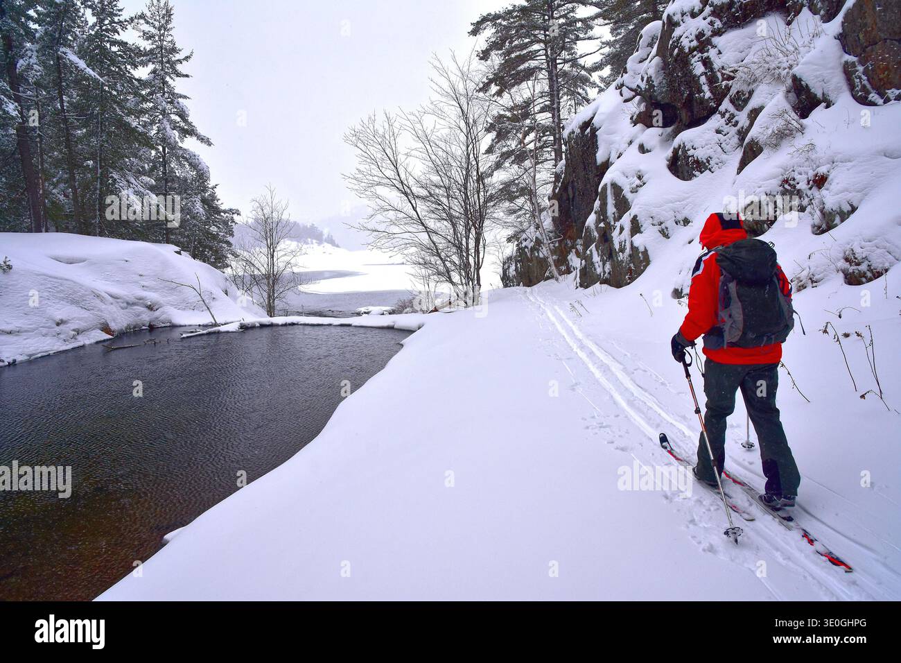Sci di fondo, Killarney Provincial Park, Ontario, Canada Foto Stock