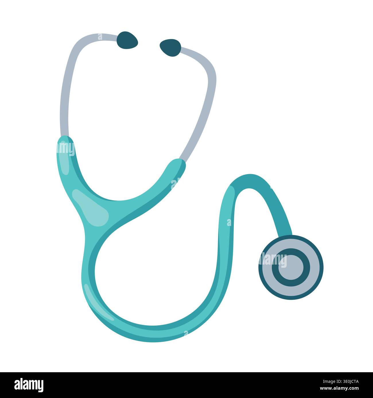 Stetoscopio per medico. Clipart vettoriale piatto, illustrazione con sfondo isolato. Illustrazione Vettoriale