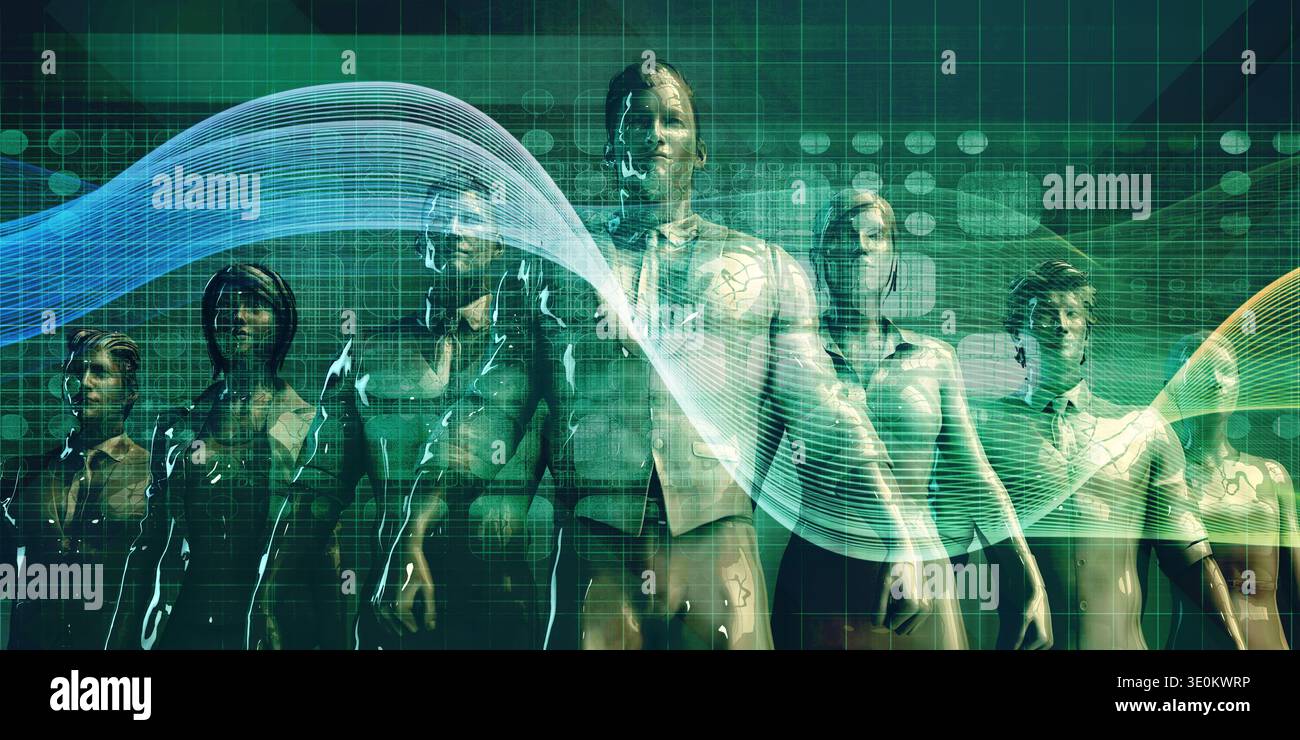 La diversità su Internet e sul posto di lavoro con diverse gare Foto Stock