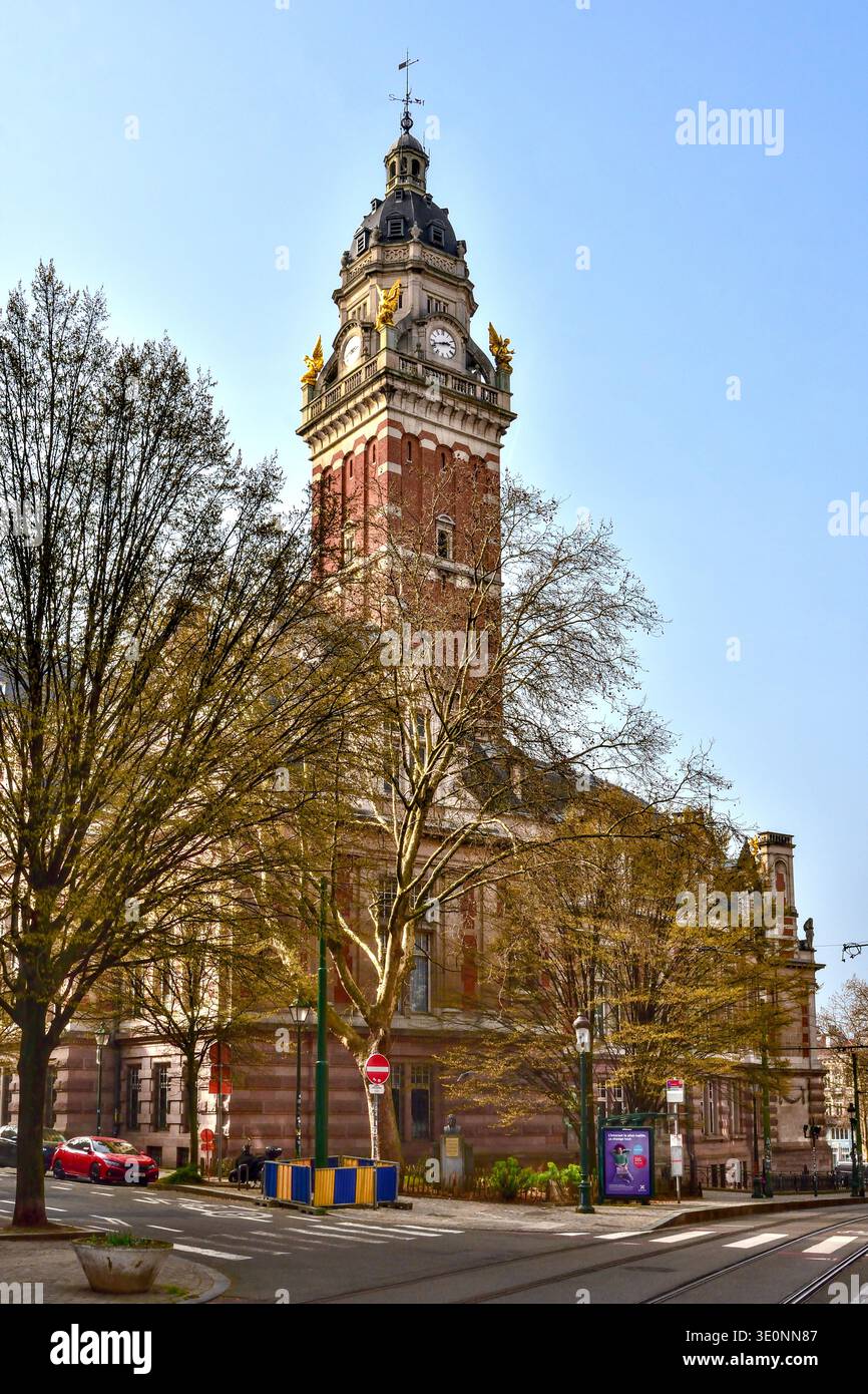 Esterno del municipio di Saint-Gilles (municipio) dei primi anni del XX secolo - Bruxelles, Belgio. Foto Stock
