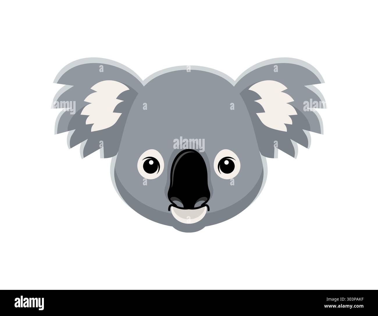 testa grigia di koala. Simpatica icona australiana della fauna selvatica per adesivi, avatar e concetti naturalistici. Illustrazione Vettoriale