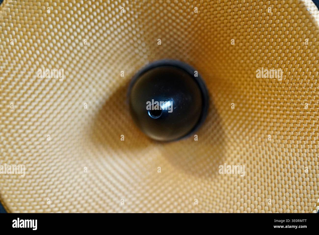 Cono e driver dell'altoparlante Hi-Fi giallo e nero in kevlar e plastica Foto Stock