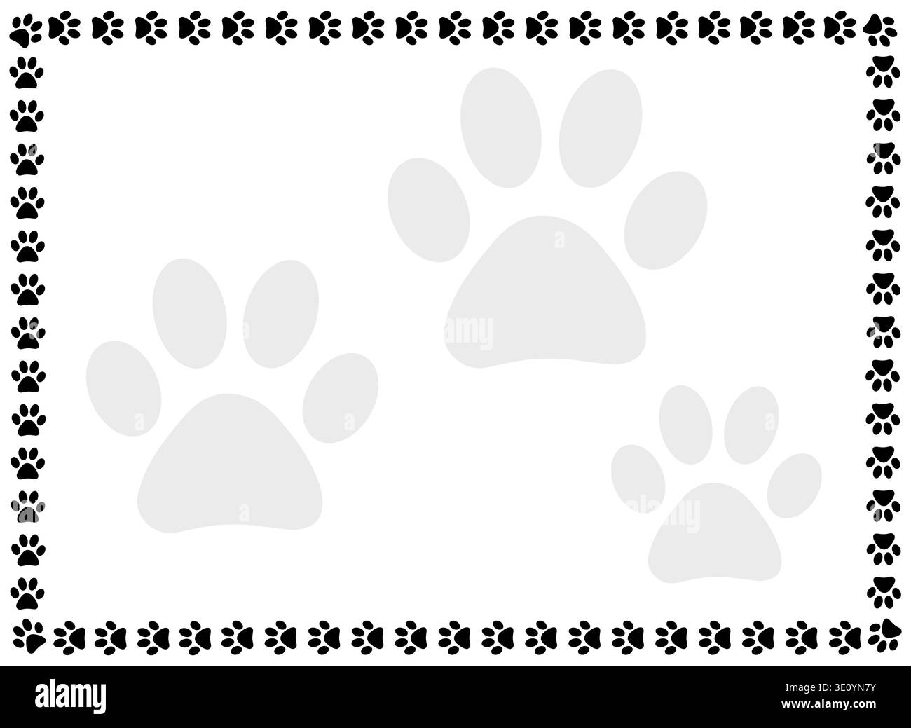 Pedine nere bordo della cornice di cane o gatto spazio vuoto bianco per il testo. Illustrazione Vettoriale