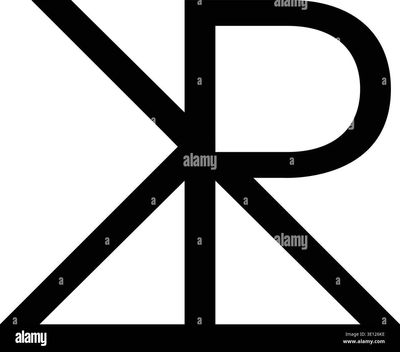 Un sofisticato logo monogramma con lettere K e R a incastro in uno stile geometrico audace. Progettato per marchi di lusso di fascia alta, studi legali Illustrazione Vettoriale