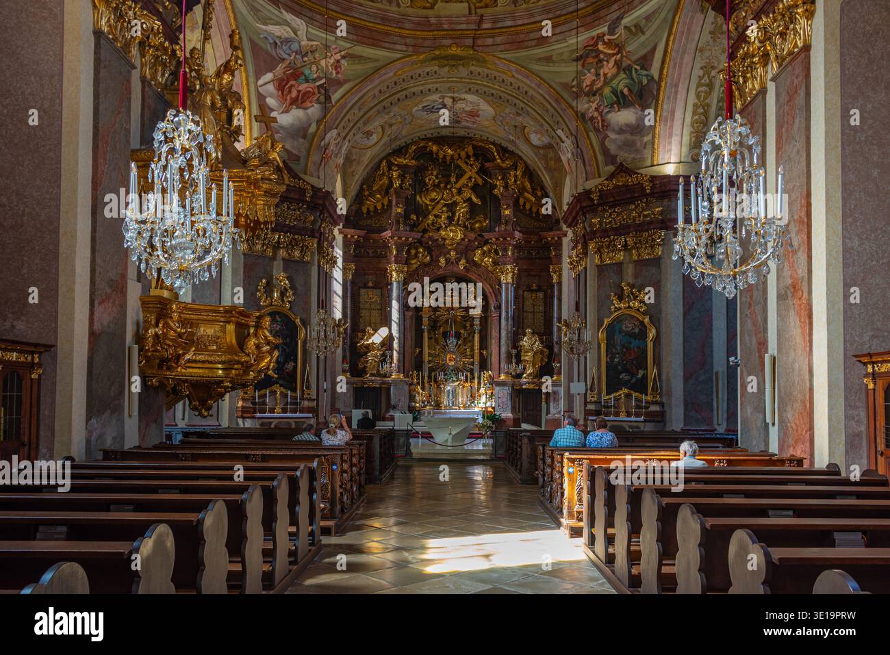 Maria Taferl, Austria, 24 agosto 2025: Interno di Maria Taferl, Parrocchia e Basilica di pellegrinaggio in Austria. IMMAGINE Foto Stock