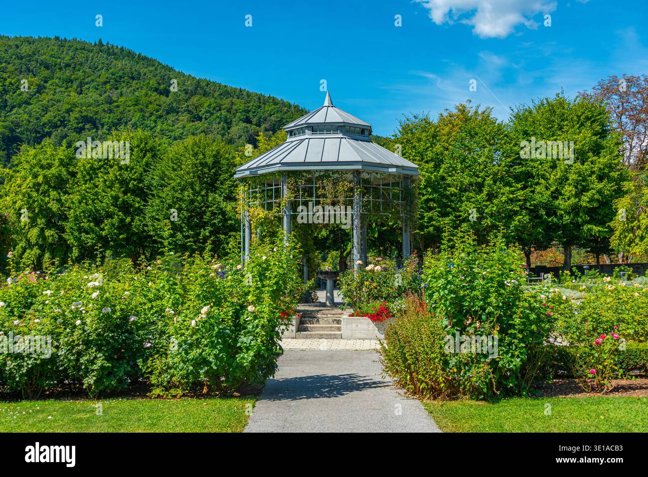 Giardino storico al palazzo Herberstein in Austria. IMMAGINE Foto Stock