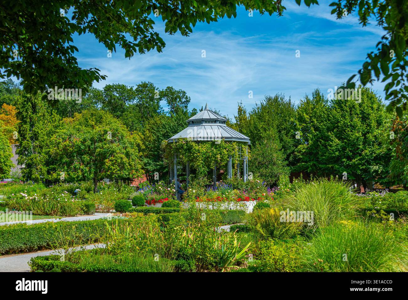 Giardino storico al palazzo Herberstein in Austria. IMMAGINE Foto Stock