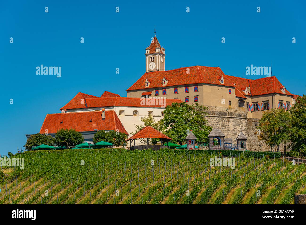 Castello di Riegersburg durante una giornata di sole in Austria. IMMAGINE Foto Stock