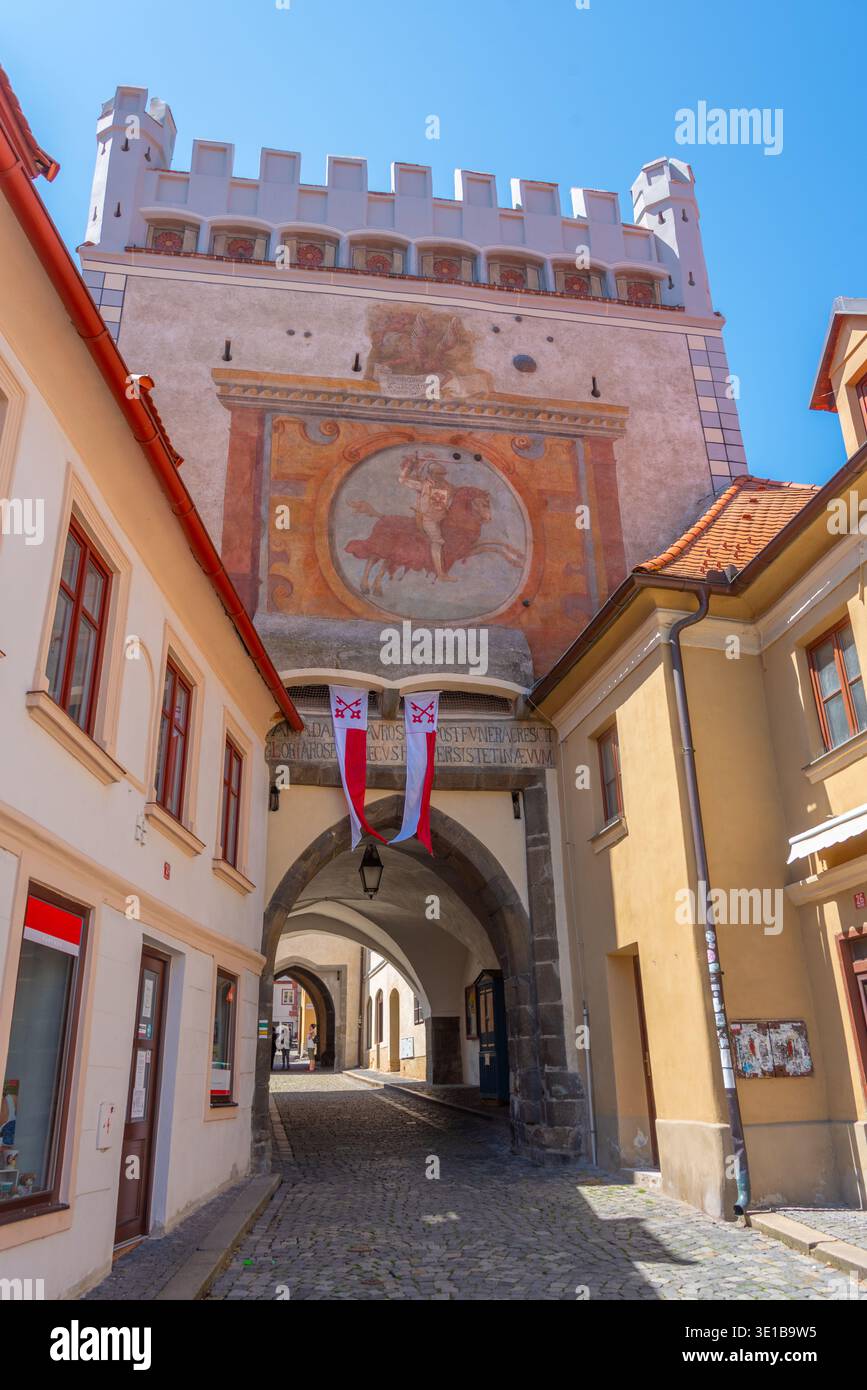 Cancello inferiore della città ceca di Prachatice. IMMAGINE Foto Stock