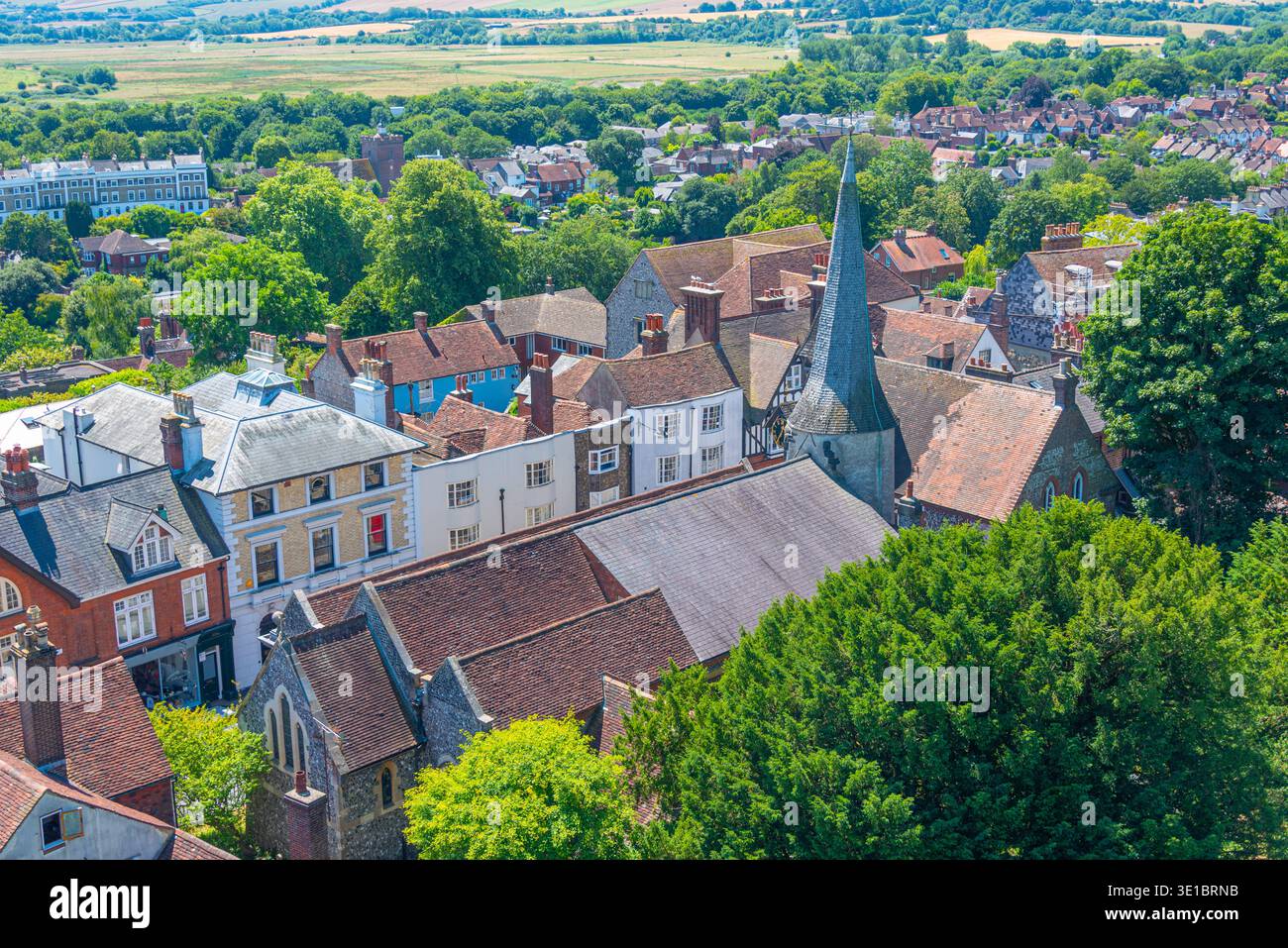 Vista panoramica della città inglese di Lewes. IMMAGINE Foto Stock