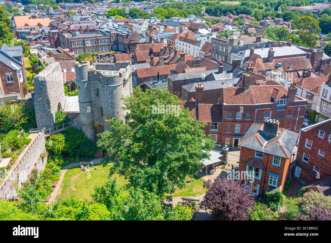 Vista panoramica della città inglese di Lewes. IMMAGINE Foto Stock