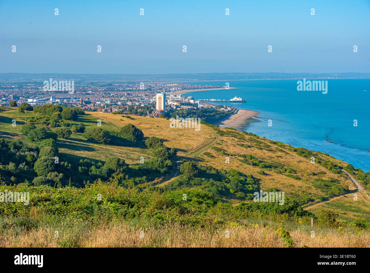 Vista panoramica di Eastbourne in Inghilterra.IMMAGINE Foto Stock