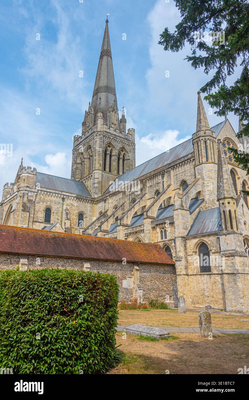 Vista della cattedrale di Chichester in Inghilterra. IMMAGINE Foto Stock