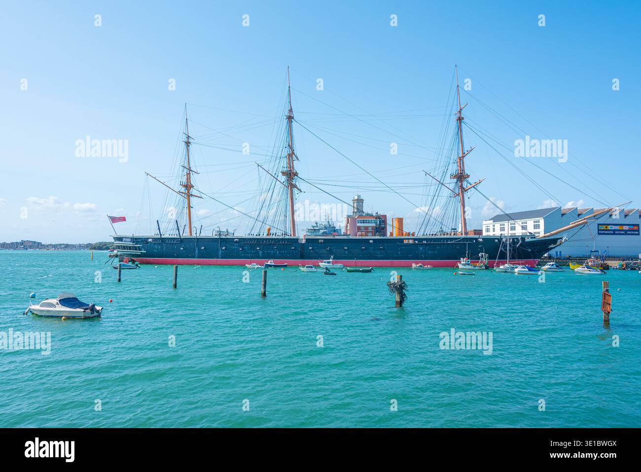 HMS Warrior nave da battaglia al porto di Portsmouth, Inghilterra.IMMAGINE Foto Stock