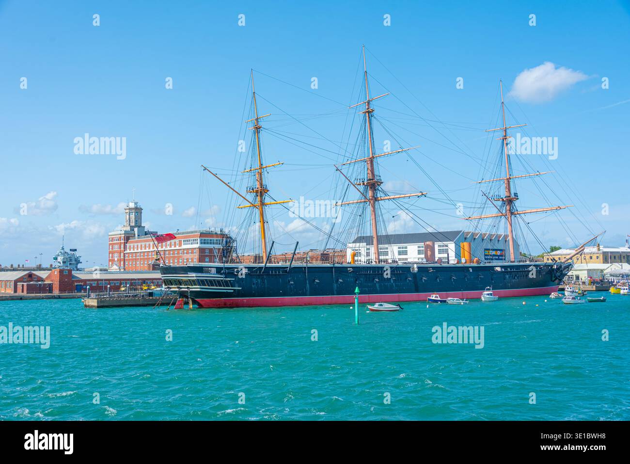 HMS Warrior nave da battaglia al porto di Portsmouth, Inghilterra.IMMAGINE Foto Stock