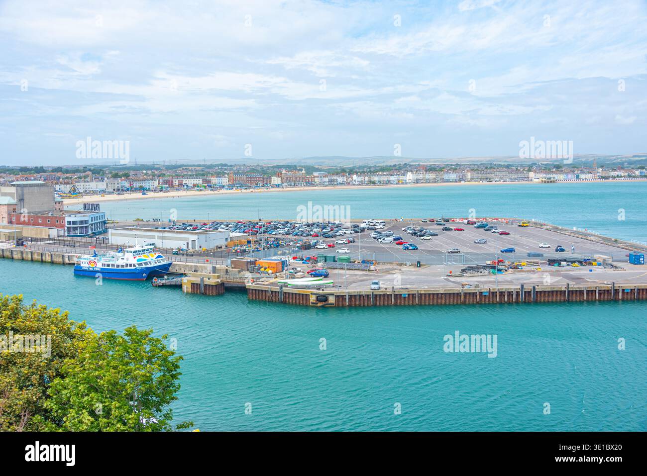 Vista sul mare della cittadina costiera inglese di Weymouth. IMMAGINE Foto Stock