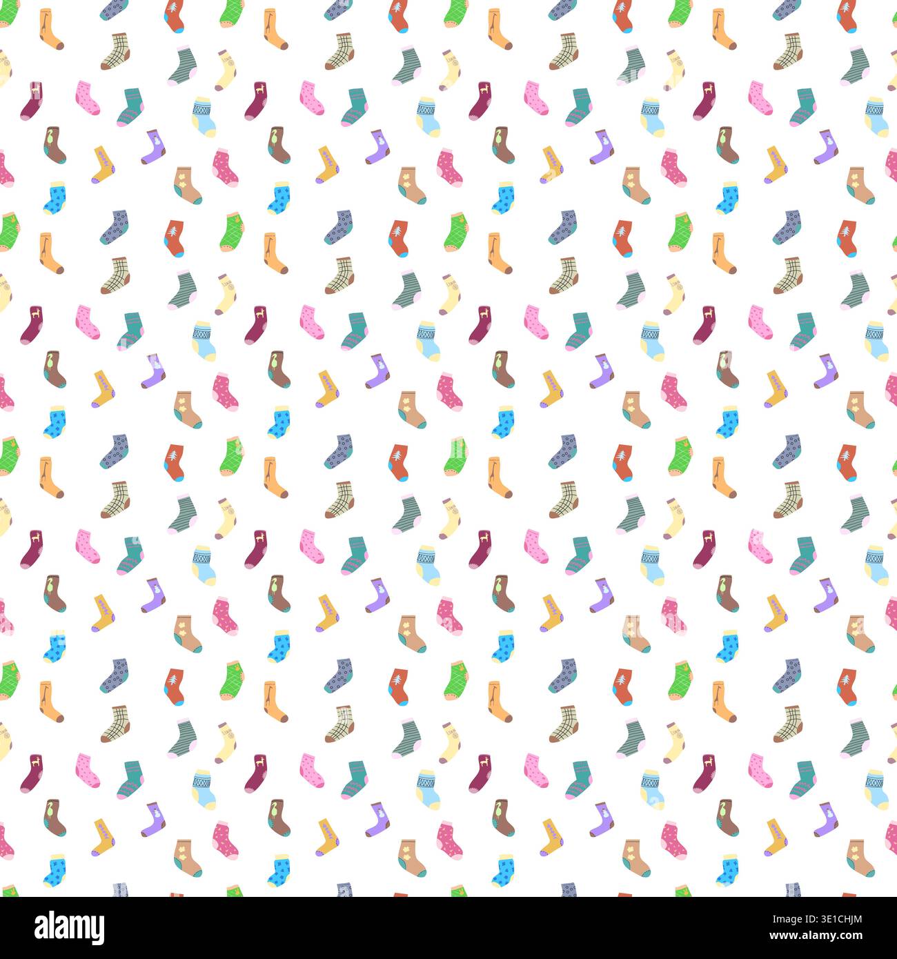 Sfondo senza cuciture per illustrazioni molte calze colorate con motivi diversi. Calze per illustrazione vettoriale in un certo ordine di calze per carta da parati cartoni animati di Illustrazione Vettoriale