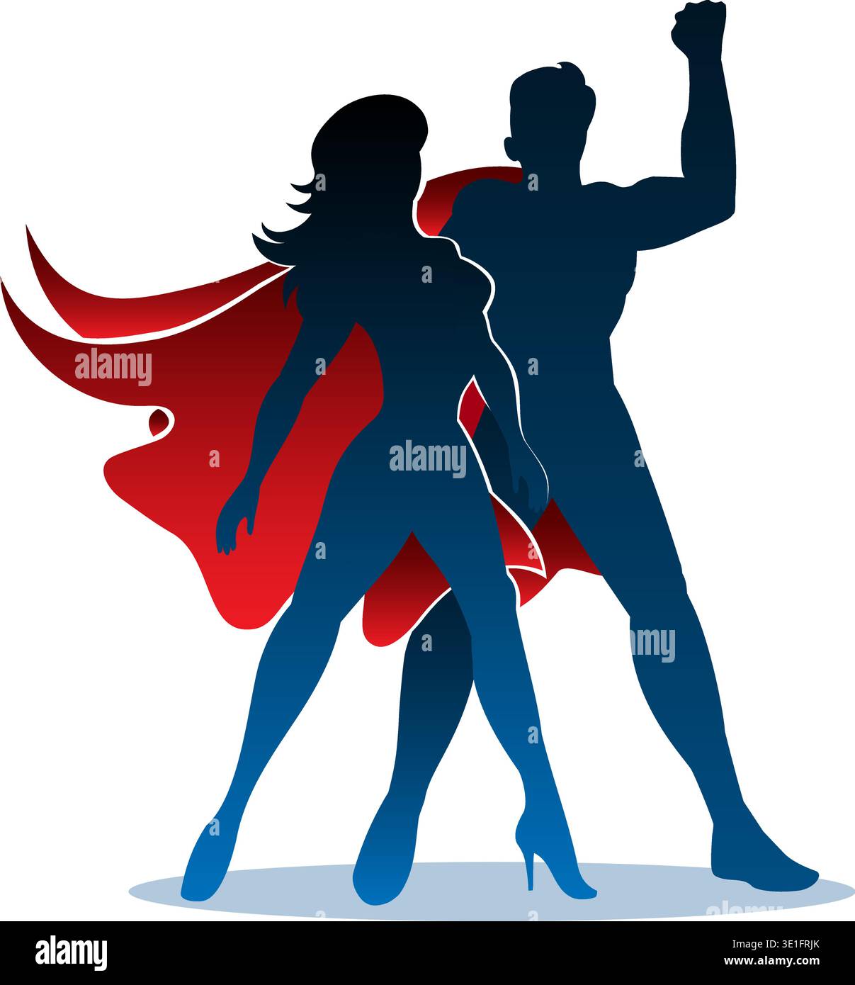 Coppia di supereroi uomo e donna Illustrazione Vettoriale