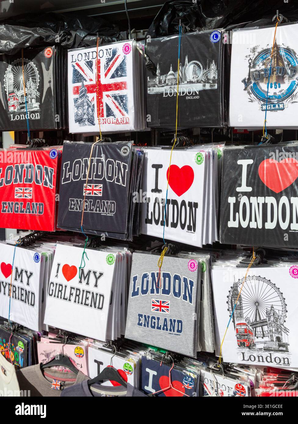 Chiusura delle T-shirt ricordo di Londra con i ♥ London Foto Stock