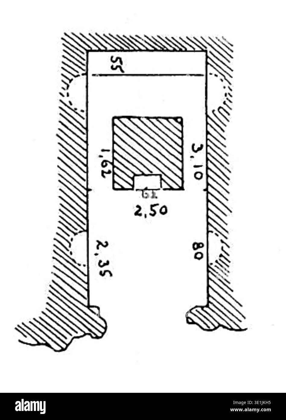 Albert Grünwedel (1856–1935) è stato un archeologo tedesco noto per il suo lavoro in Asia centrale. Questa mappa riflette la disposizione della grotta di Preta, fornendo informazioni sulle antiche scoperte architettoniche e archeologiche. Foto Stock