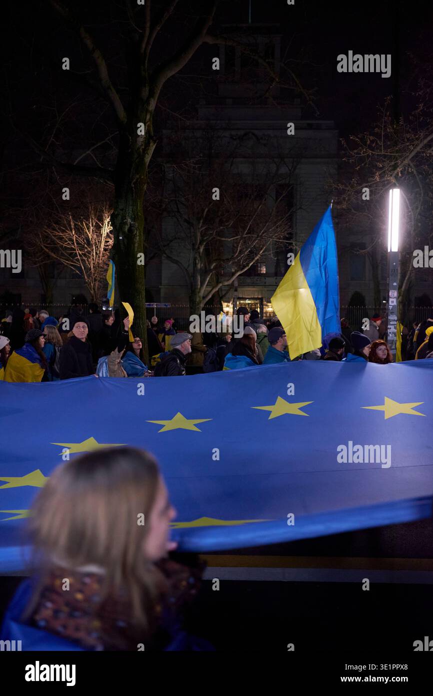 Dimostrazione di solidarietà per l'Ucraina a Berlino, Germania 2026. Foto Stock