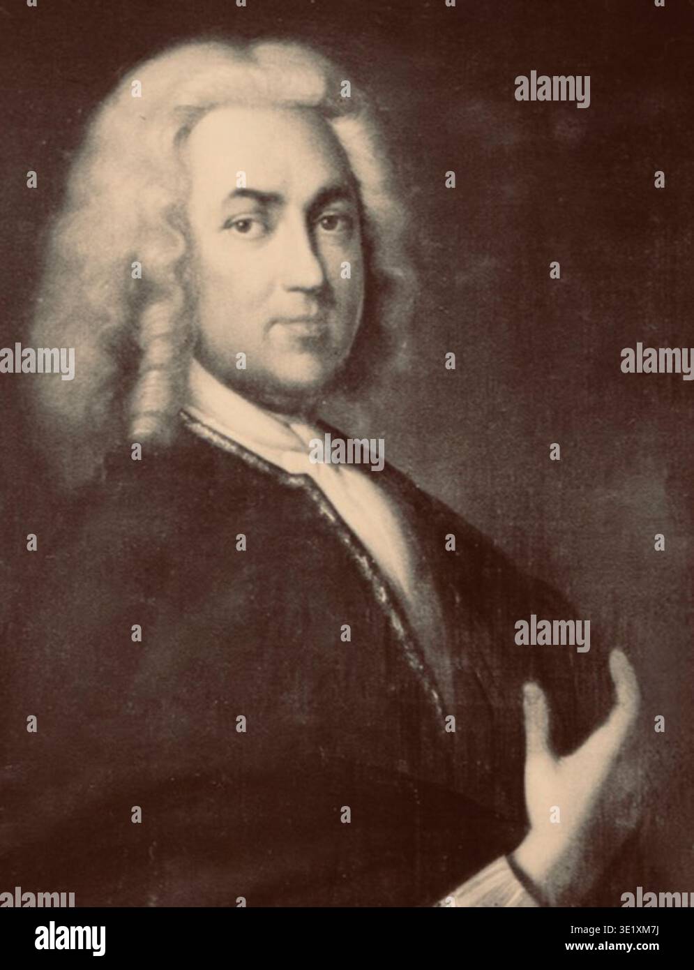 Jean George Hainchelin (1689–1751) è stato un individuo storico rappresentato in un ritratto ad olio risalente al XVIII secolo, forse dipinto da Elisabeth Lisette Hainchelin. Il disco fotografico d'archivio è una riproduzione fotografica monocromatica di questo dipinto ad olio prodotto come documentazione e riferimento come stampa fotografica storica. Foto Stock