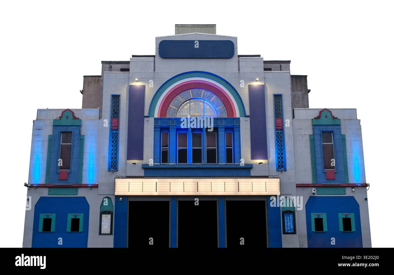 Cinema o teatro storico isolato in stile Art Deco o sala concerti per eventi musicali dal vivo Foto Stock