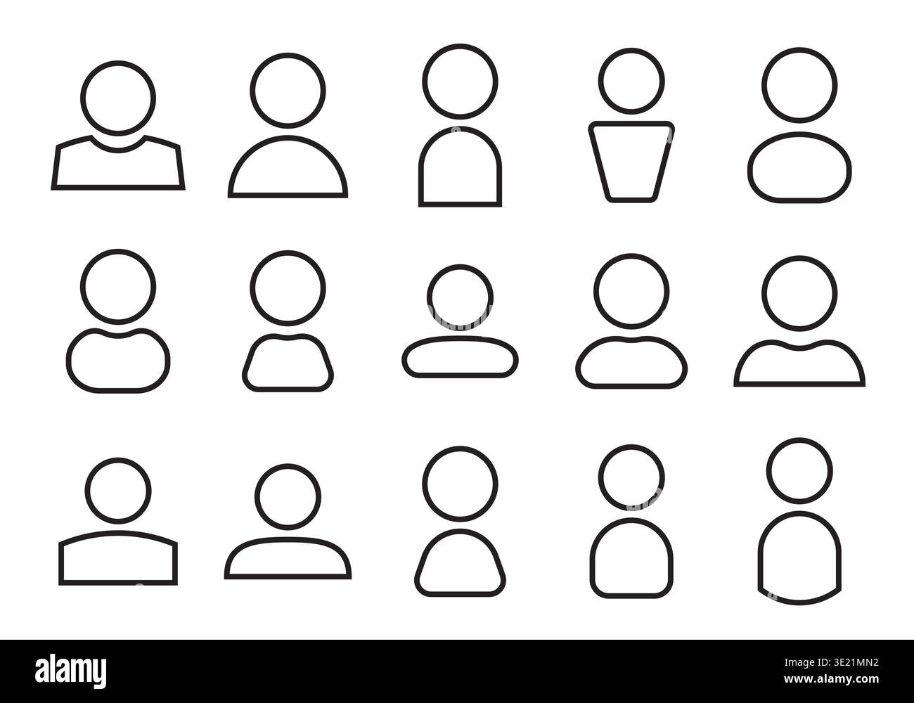 Set di icone persone. Pittogramma riga dell'utente. Illustrazione Vettoriale