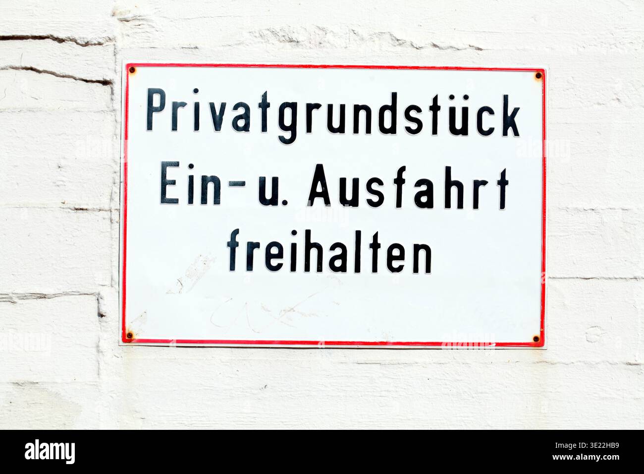 Schild Einfahrt Freihalten, Germania Foto Stock