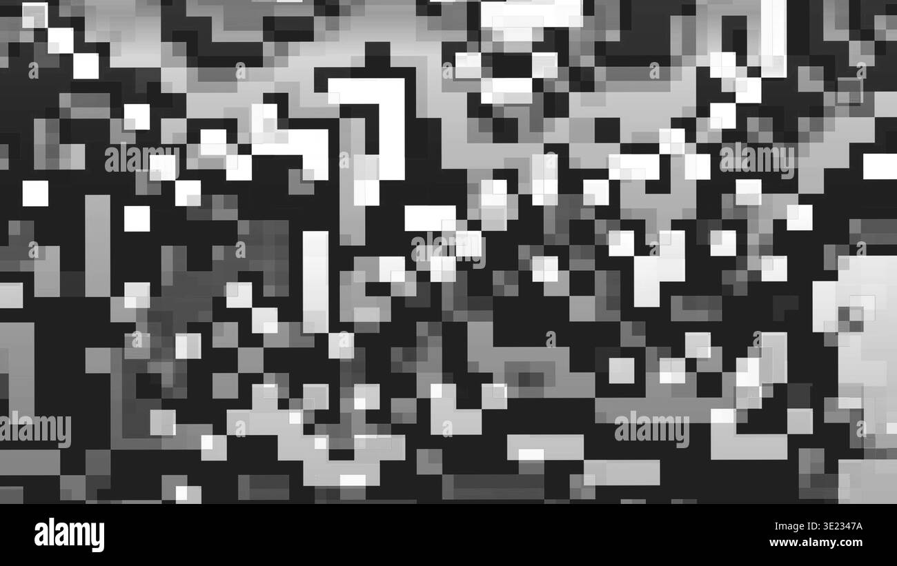 Monocromatico Pixel Glitch e Digital Noise background Foto Stock