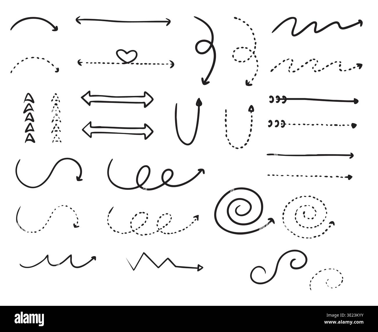 Set di icone a freccia in bianco e nero Illustrazione Vettoriale