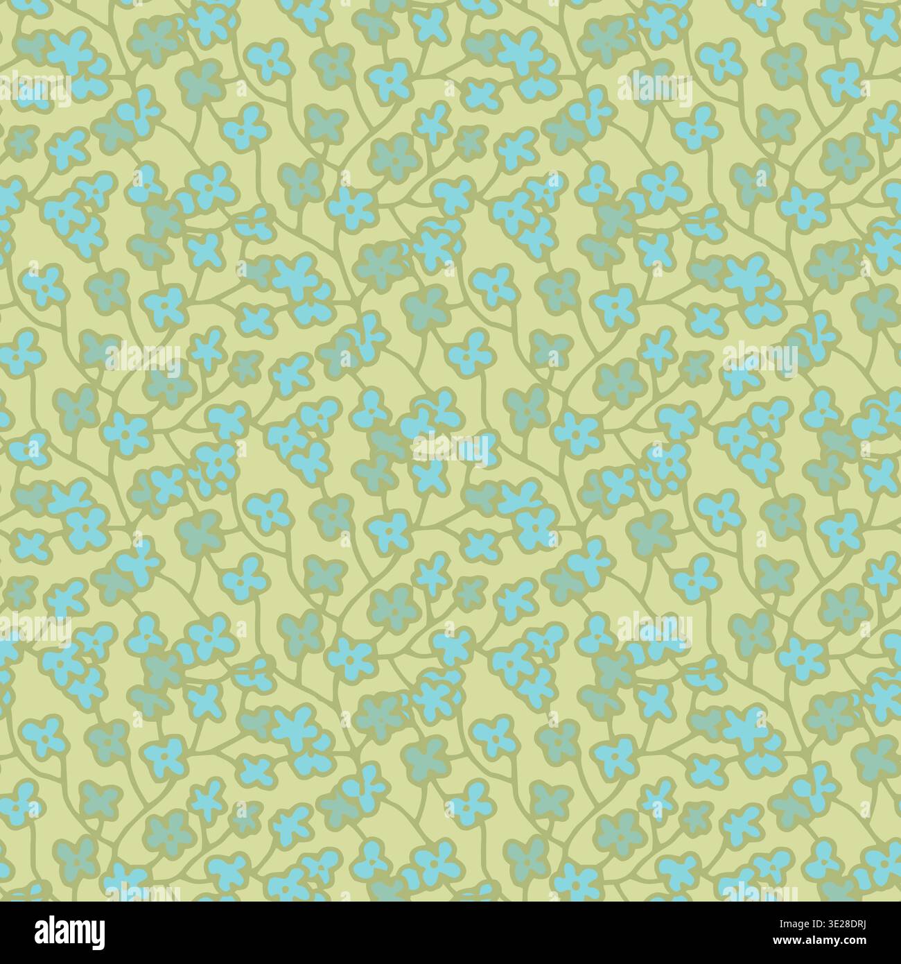 Dainty Blue Wildflower Vine Meadow Print Illustrazione Vettoriale