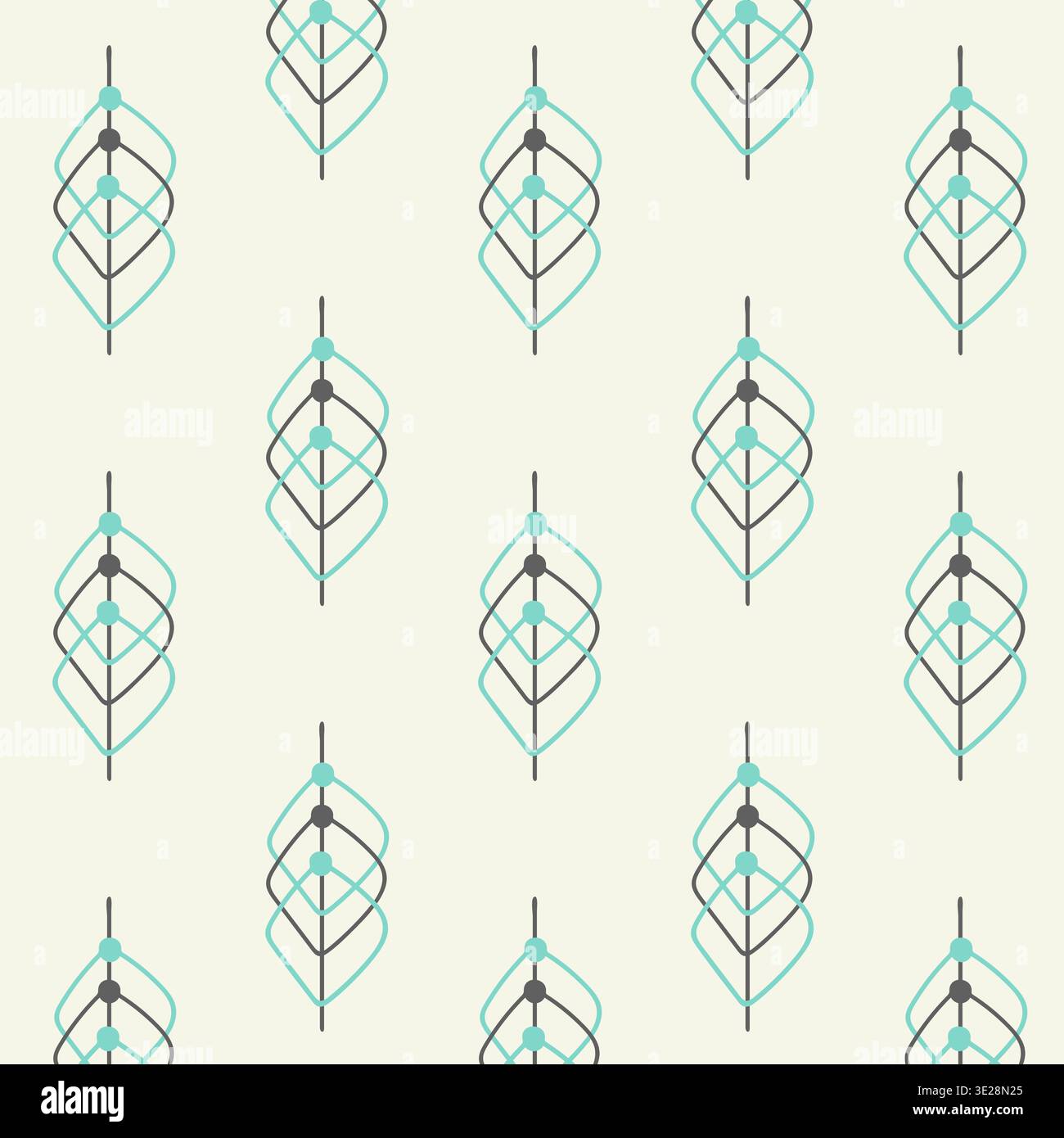 Modello moderno senza cuciture della metà del secolo con forme lineari astratte ed elementi geometrici turchi su sfondo beige. Illustrazione vettoriale Illustrazione Vettoriale