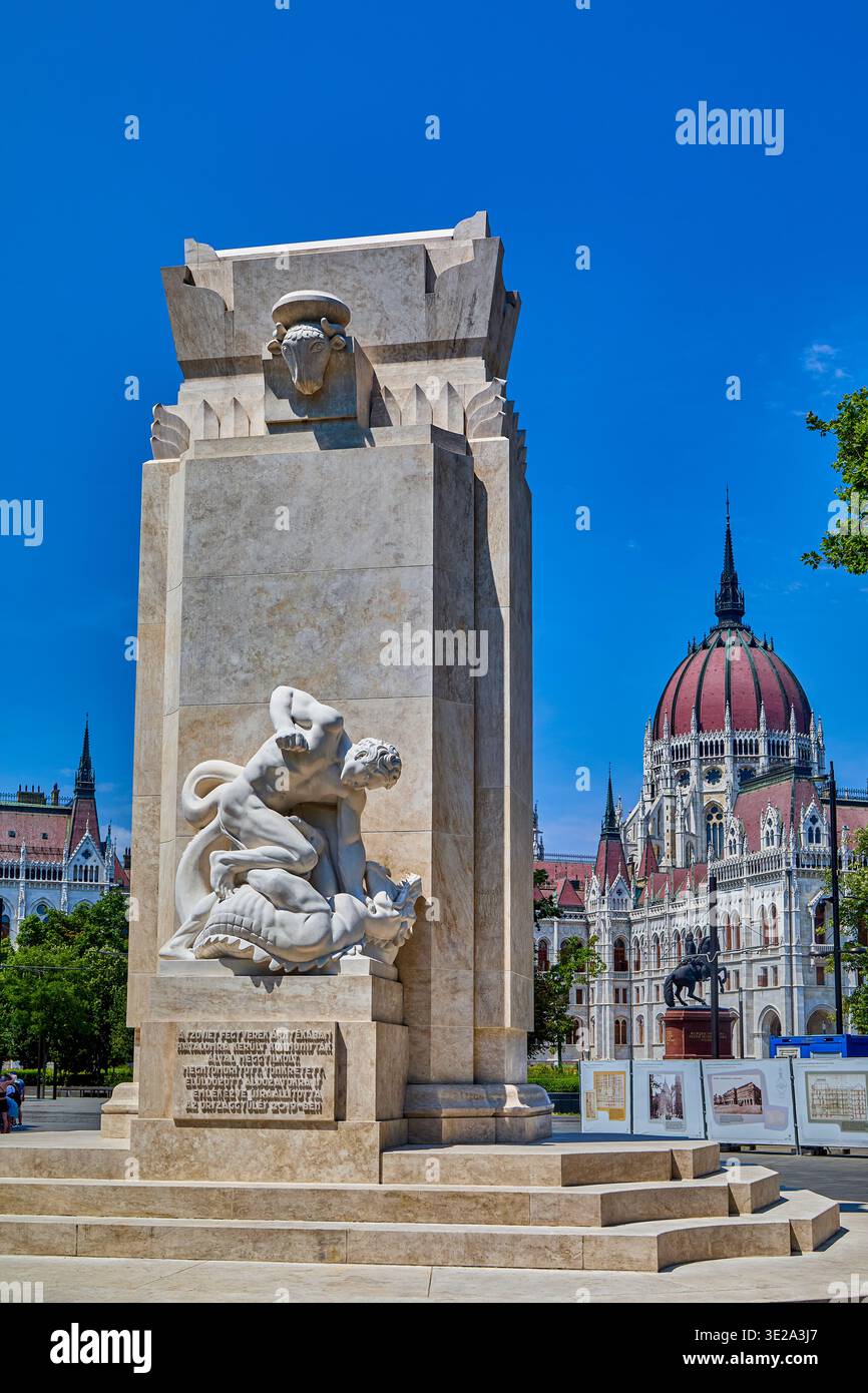Il Memoriale Nazionale dei Martiri di Budapest commemora le oltre 500 vittime del terrore Rosso nel 1919 nella città di Budapest, Ungheria, Europa Foto Stock
