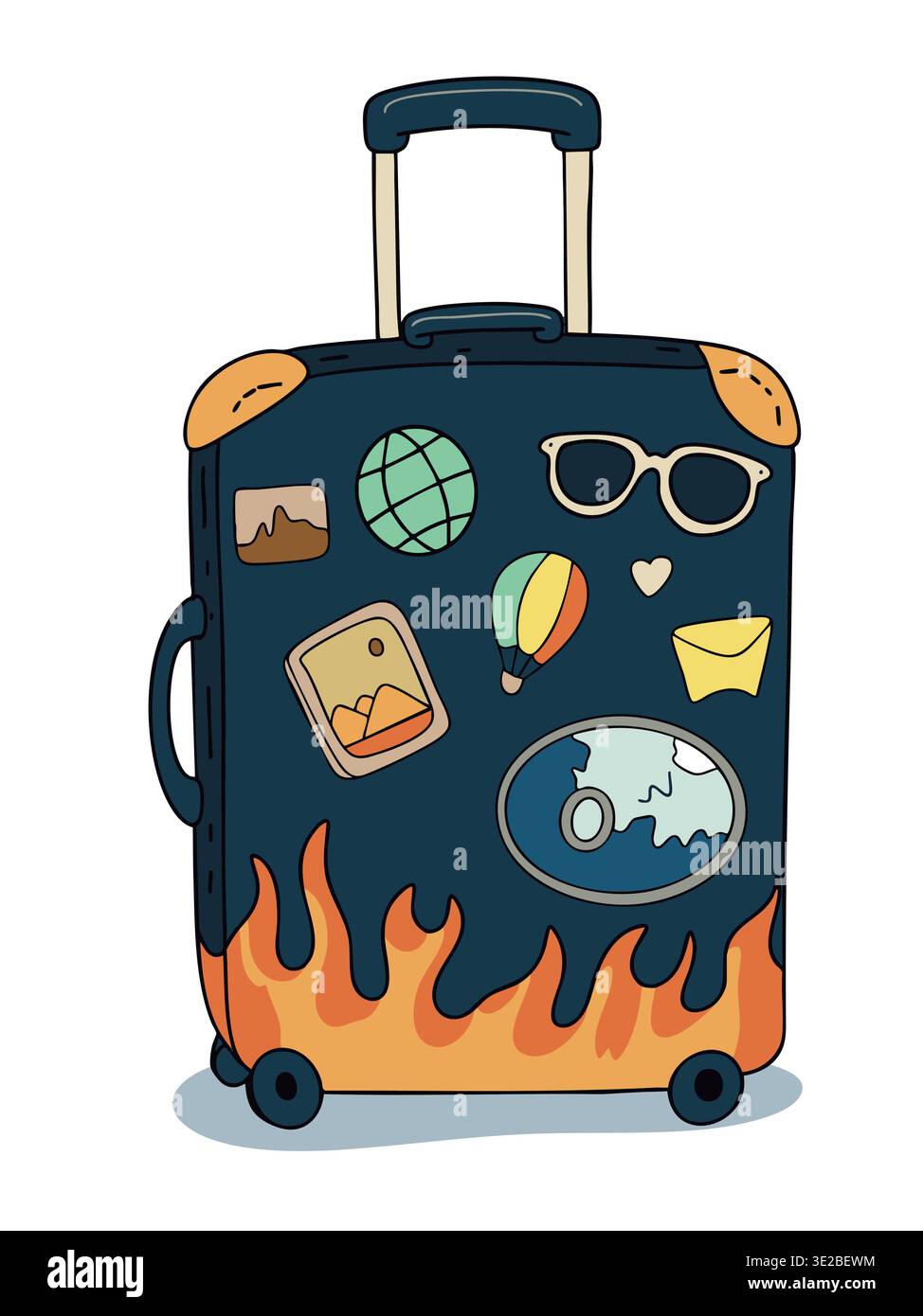 Valigia da viaggio con ruote, valigia moderna per le vacanze Illustrazione Vettoriale