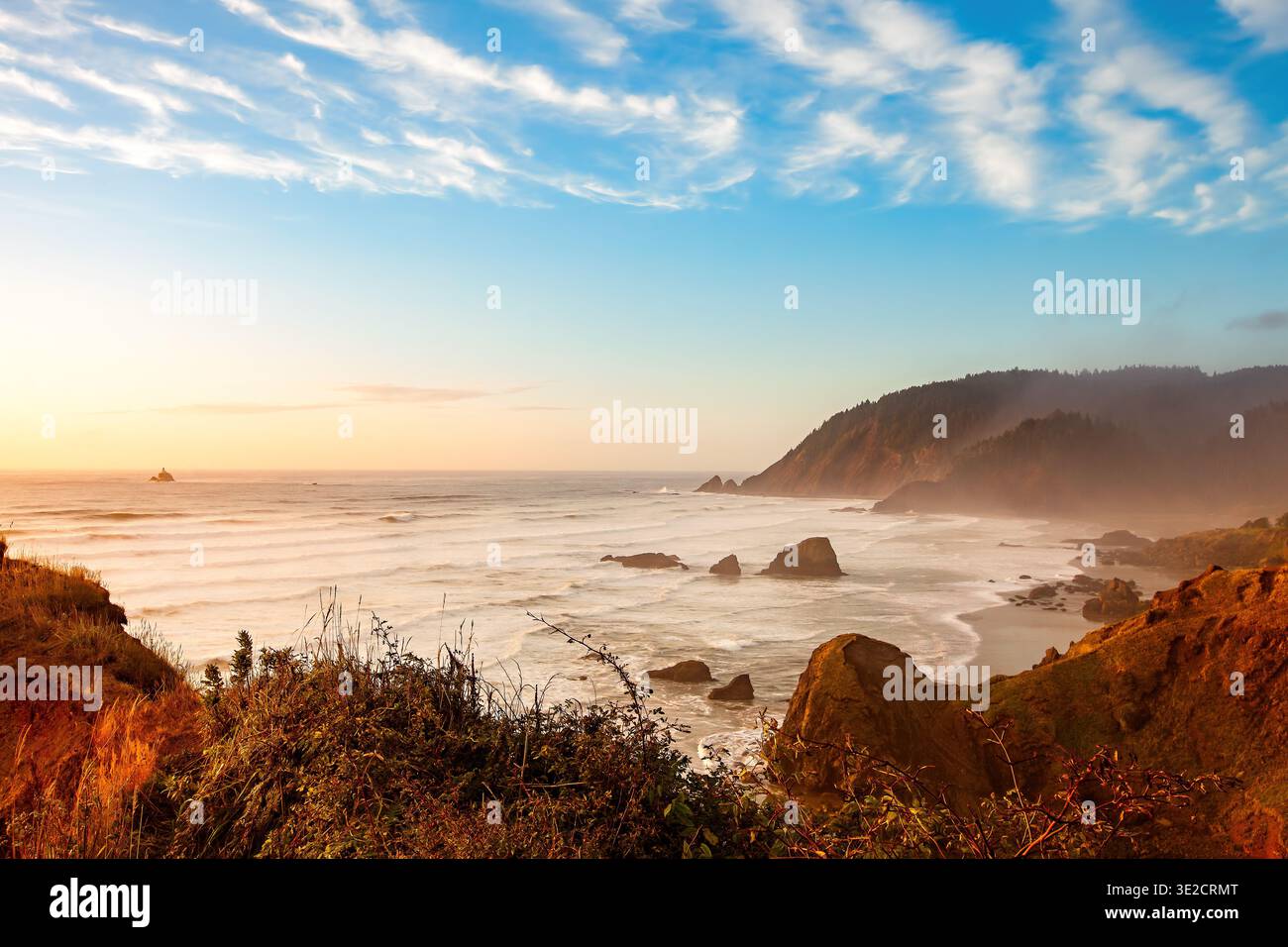 Indian Beach all'Ecola State Park in Oregon al tramonto. Foto Stock