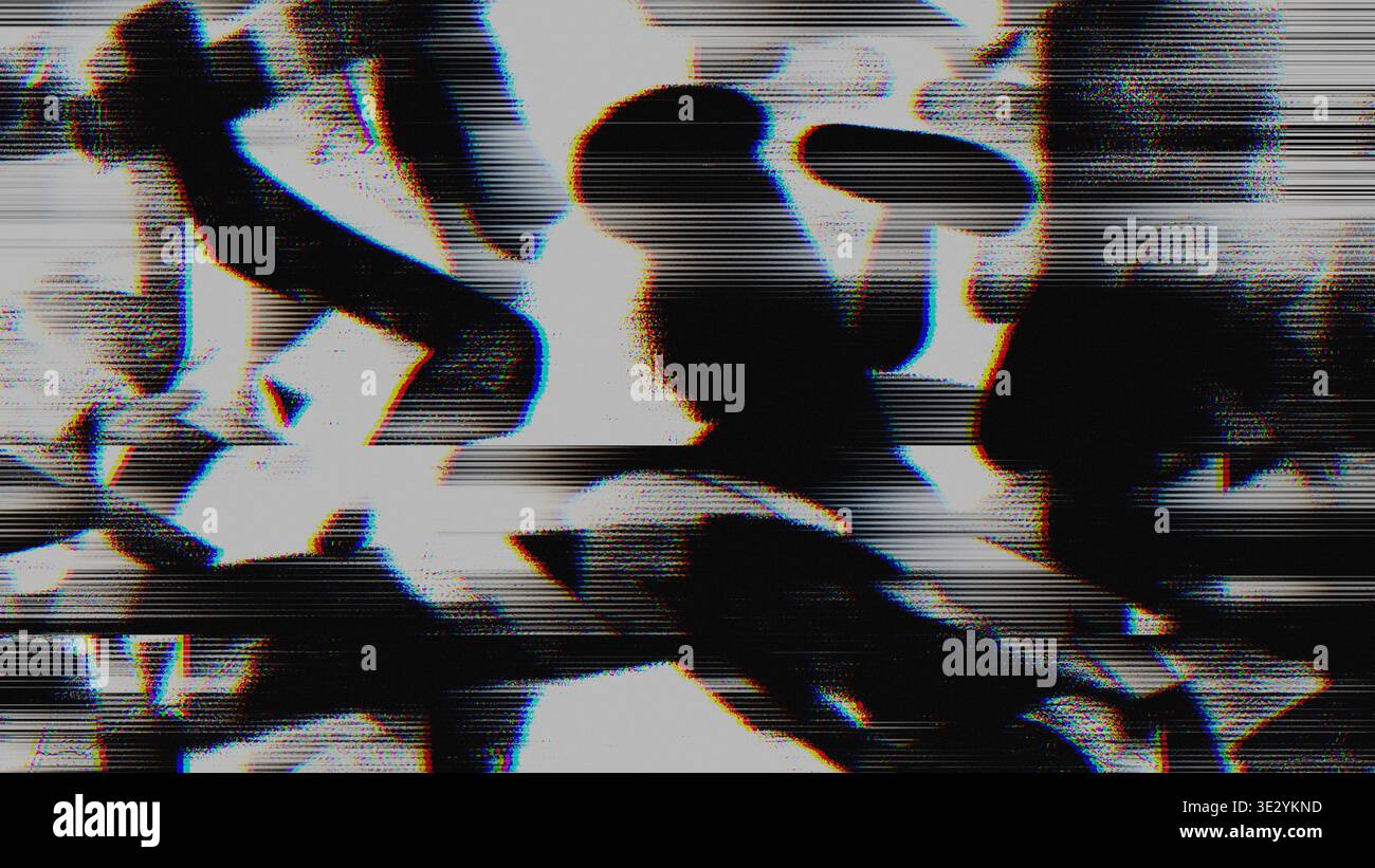 Texture Scanline glitch con aberrazione cromatica e rumore digitale Foto Stock