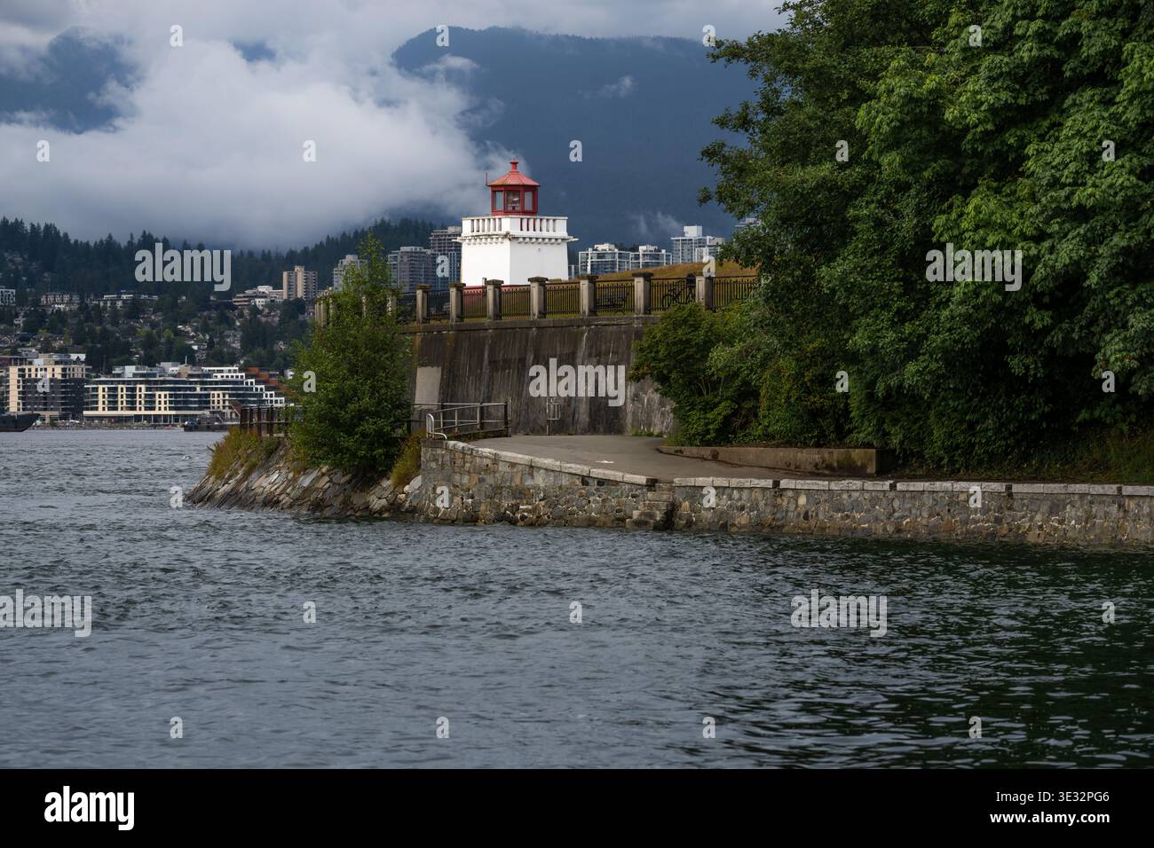 Faro di Brockton Point a Stanley Park - Vancouver, British Columbia, Canada Foto Stock