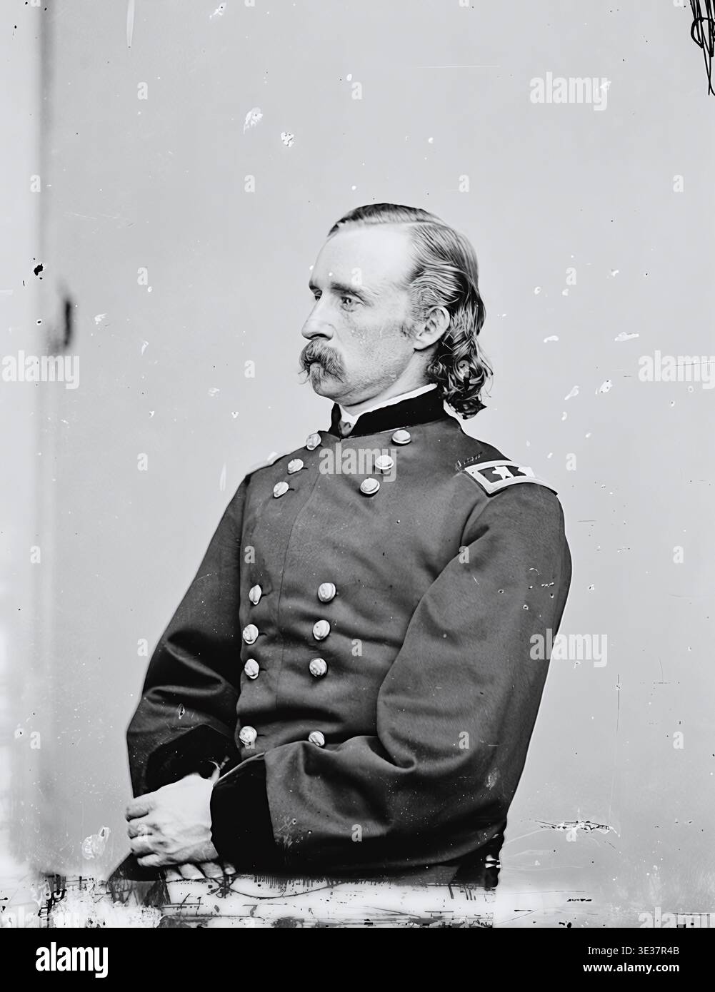 George Armstrong Custer, ufficiale dell'esercito americano e comandante di cavalleria nella guerra civile americana e nelle guerre indiane americane. Foto Stock