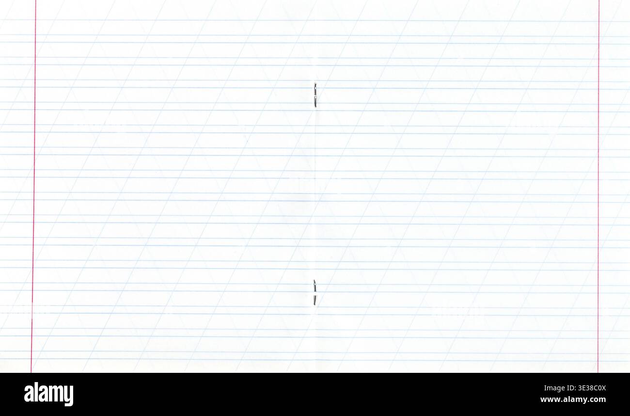 Sfondo del notebook con disposizione a due pagine con righe strette Foto Stock