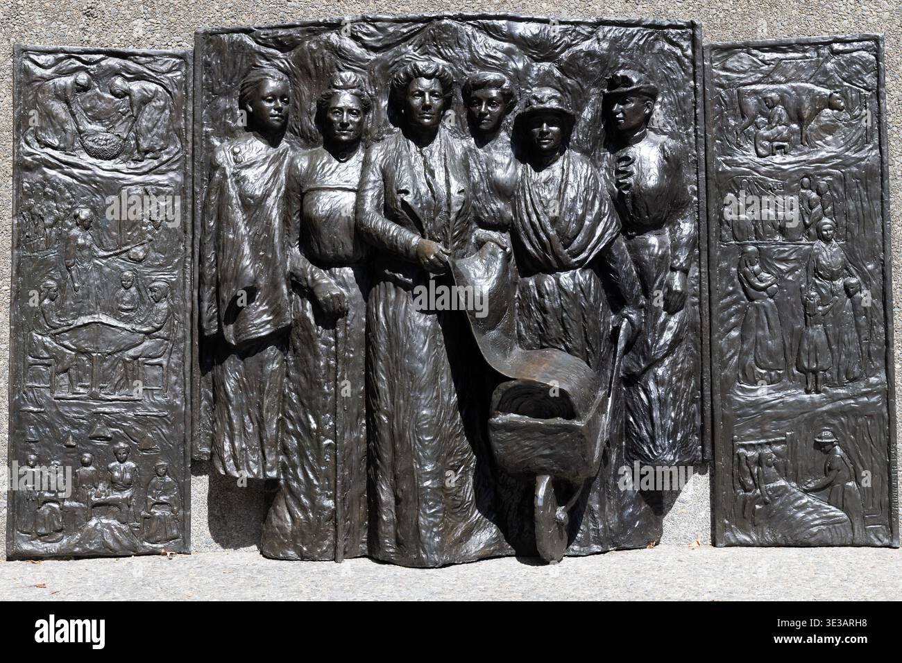 Kate Sheppard Memorial raffigurante suffragisti neozelandesi, Hagley Park, Christchurch, nuova Zelanda. Foto Stock
