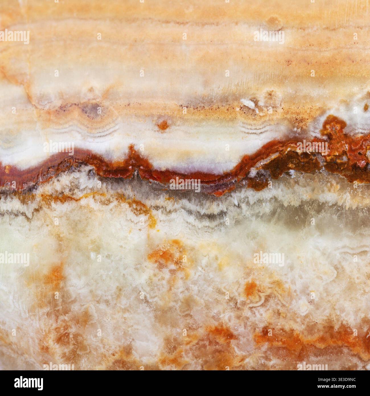 Sfondo quadrato in pietra onice calcite naturale lucida (marmo onice, onice calcareo) Foto Stock