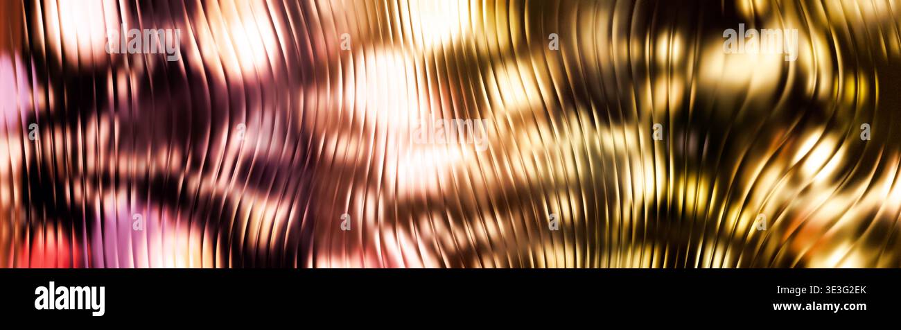 Sfondo cinematografico dorato lucido e lamina ondulata in rame Foto Stock