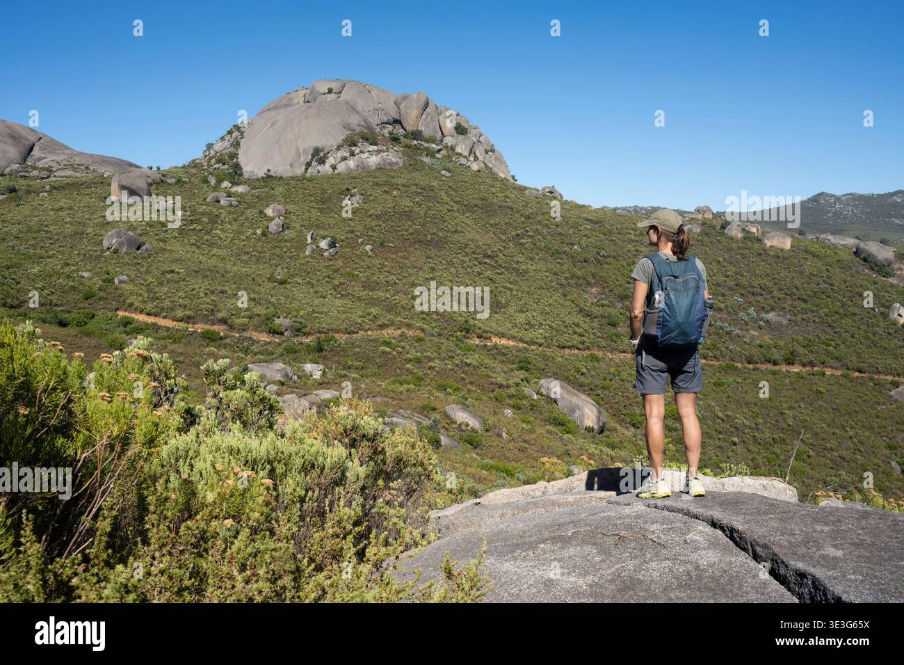 Gordon's Rock vista da Paarl Rock, Paarl Mountain Nature Reserve, Paarl, Sudafrica Foto Stock