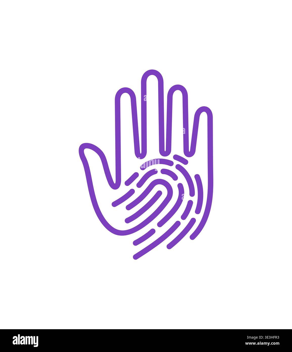 Icona di identità biometrica della mano con impronta digitale Illustrazione Vettoriale