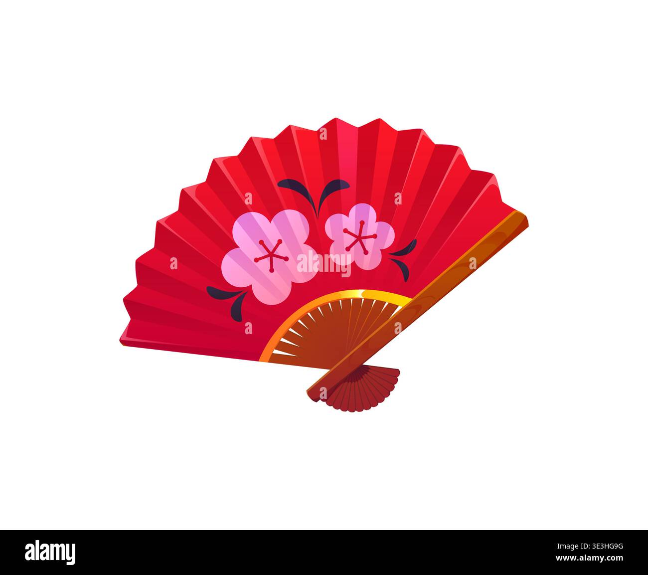 Icona delle festività del capodanno giapponese del ventilatore pieghevole rosso Illustrazione Vettoriale